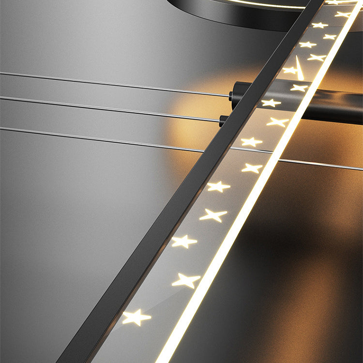 Moderne Kugel Island Beleuchtung Metal 4 Light Island Pendelleuchte in Schwarz