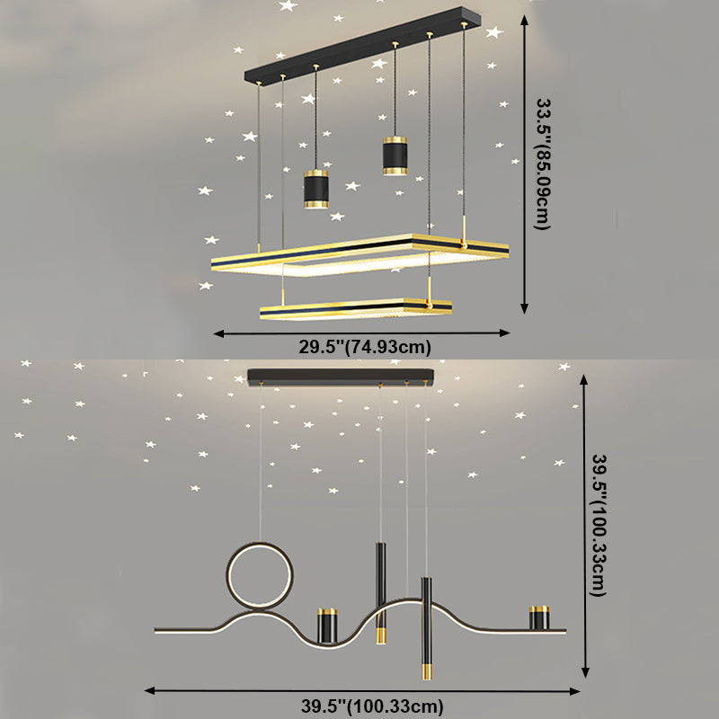 Contemporary Pendant Lights Linear Hanging Ceiling Lights for Dining Room