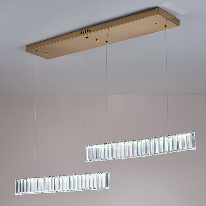 Modern Kitchen Island Lighting Linear Crystal 2 Light Chandelier Lights