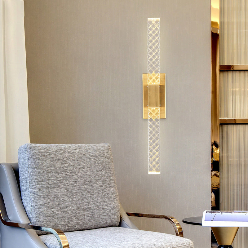 Linearer Schatten mehrlächer Wandleuchten Moderner Kristallwandmontageleuchte in Gold