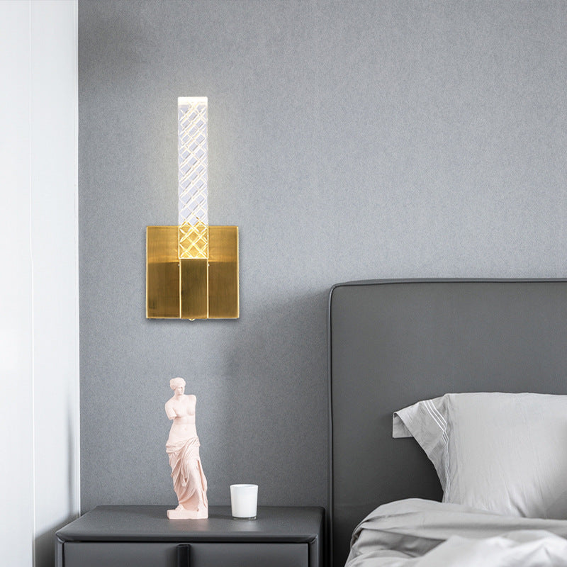 Linearer Schatten mehrlächer Wandleuchten Moderner Kristallwandmontageleuchte in Gold