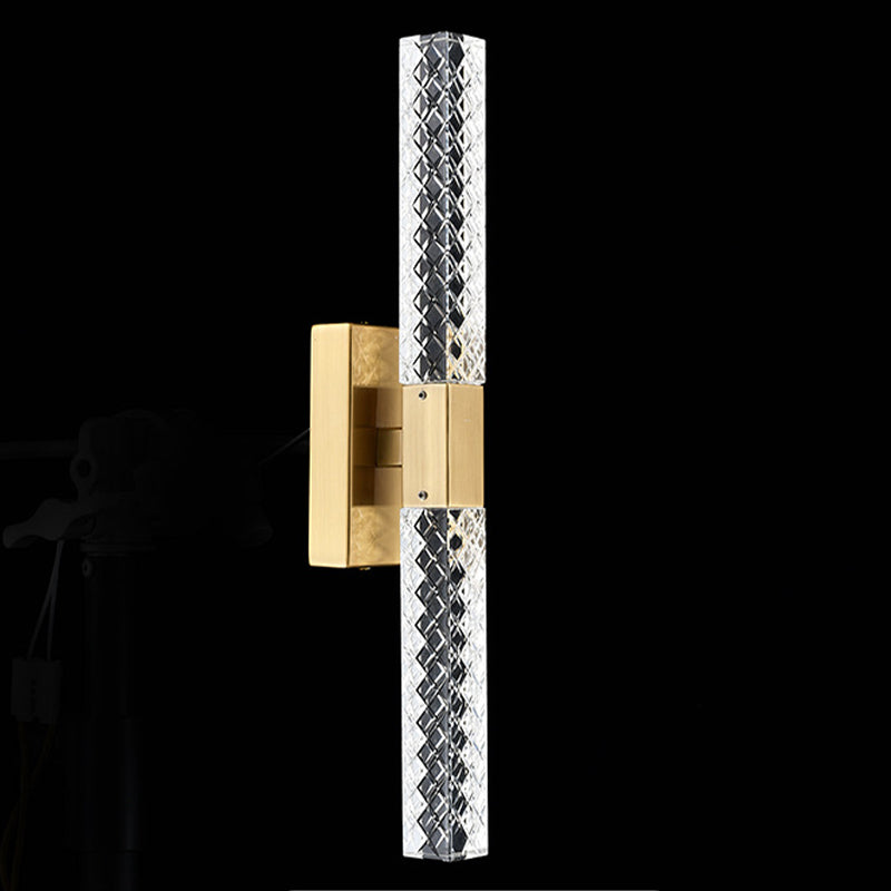 Linearer Schatten mehrlächer Wandleuchten Moderner Kristallwandmontageleuchte in Gold