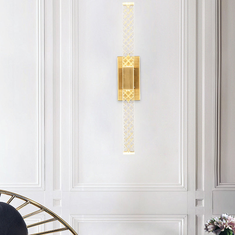 Linearer Schatten mehrlächer Wandleuchten Moderner Kristallwandmontageleuchte in Gold