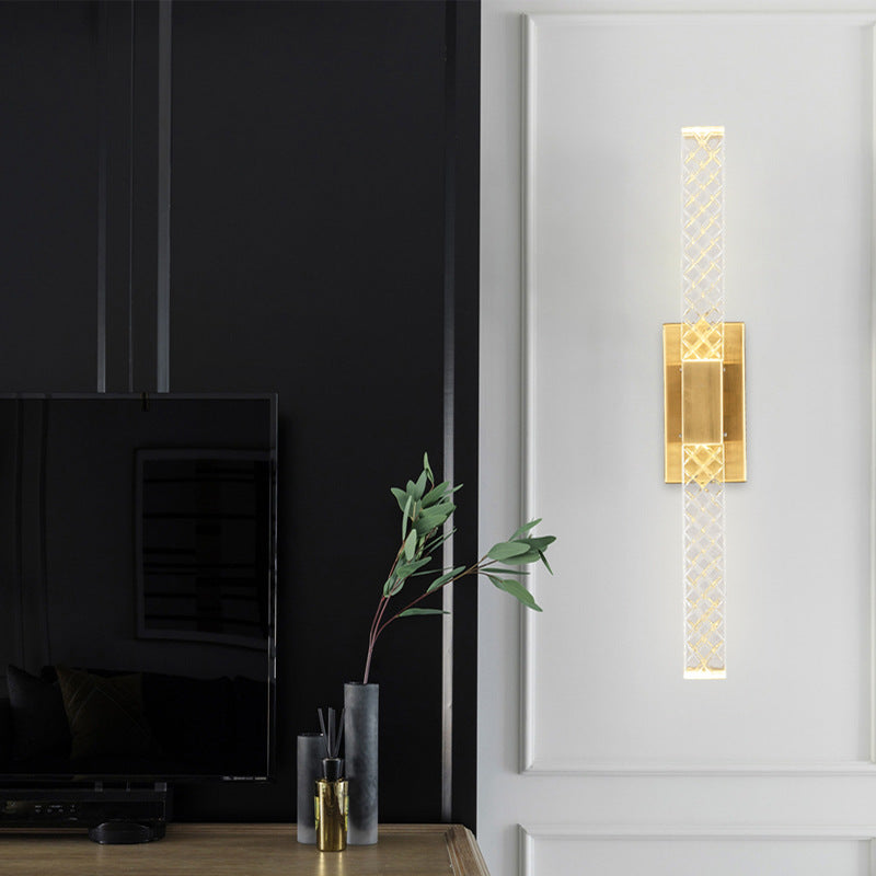 Linearer Schatten mehrlächer Wandleuchten Moderner Kristallwandmontageleuchte in Gold