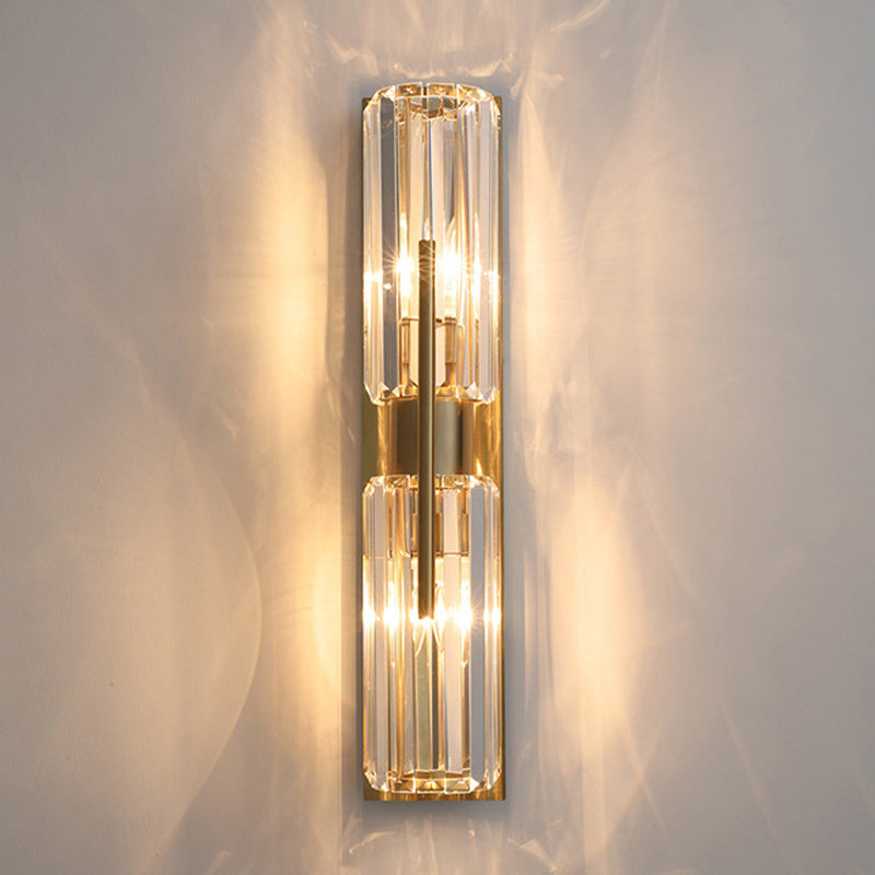 Geometrischer Schatten mehrleicht Wandleuchten Moderner Kristallwandmontageleuchte in Messing