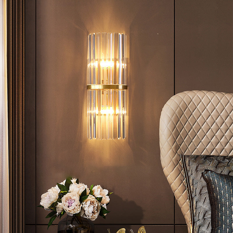 Moderner Stil Geometrischer Schatten Wandleuchte Kristallwandhalterung Leuchte in Gold