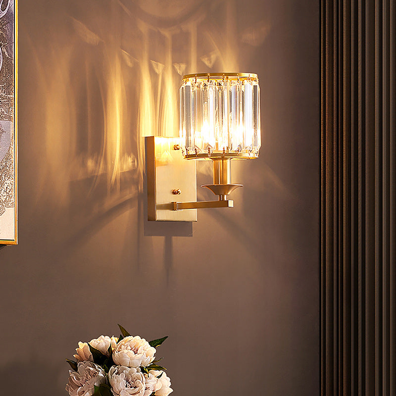 Moderner Stil Geometrischer Schatten Wandleuchte Kristallwandhalterung Leuchte in Gold