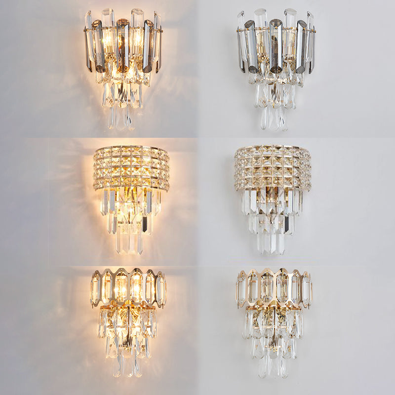 Geometrische Multi-Lights-Wandleuchten Moderner Kristallwandmontageleuchte in Gold
