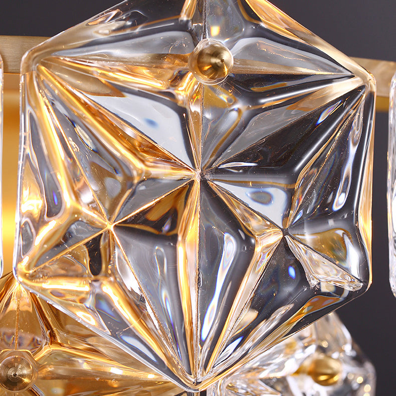 Moderne geometrische Schatten Wandleuchterkristallwandhalterung Leuchte im Messing