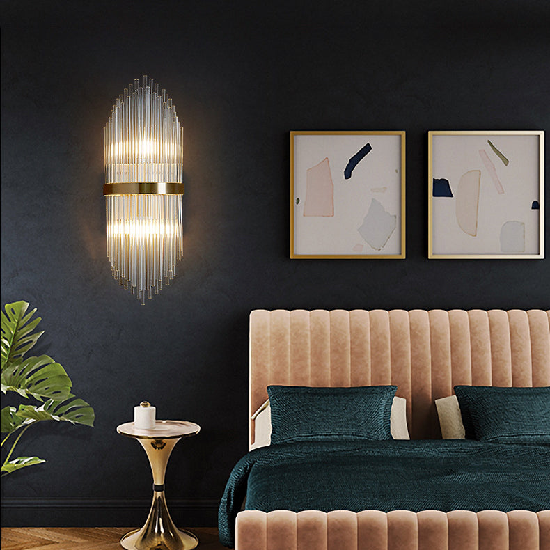 Geometrischer Schatten 2-Lights Wandleuchten Moderner Kristallwandmontageleuchte in Messing