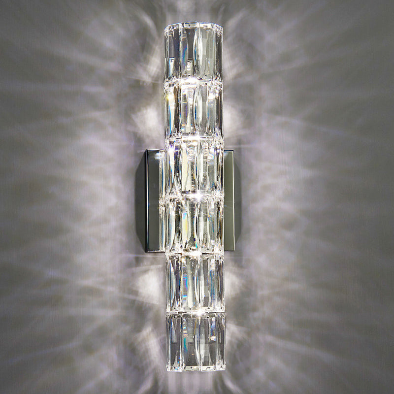 Zylinder Multi-Lights Wandleuchten Moderner Kristallwandmontageleuchte in Chrom