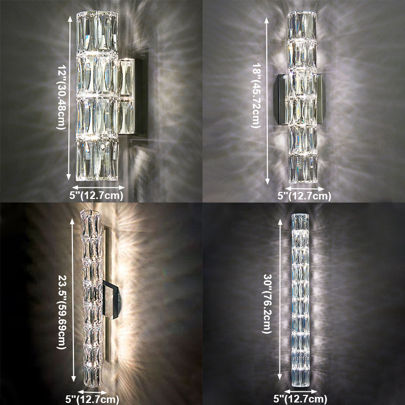 Zylinder Multi-Lights Wandleuchten Moderner Kristallwandmontageleuchte in Chrom