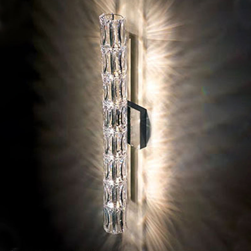 Zylinder Multi-Lights Wandleuchten Moderner Kristallwandmontageleuchte in Chrom