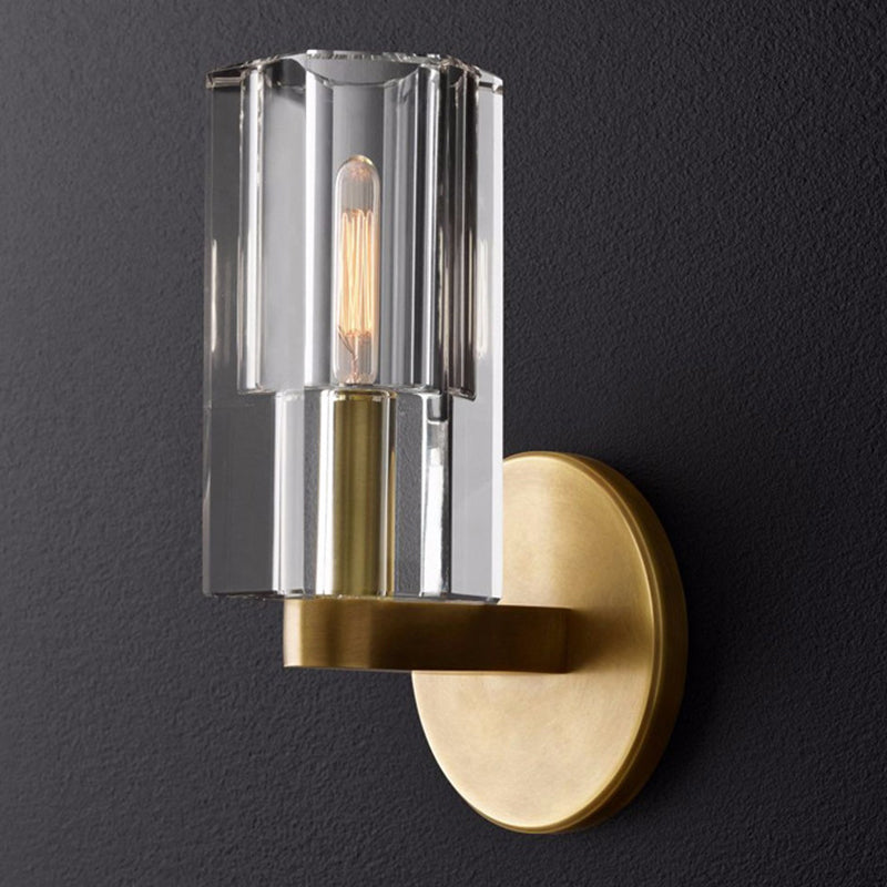 Single Light Geometric Wall Sconce Modern Style Crystal Wall Mount Light Fixture in Brass