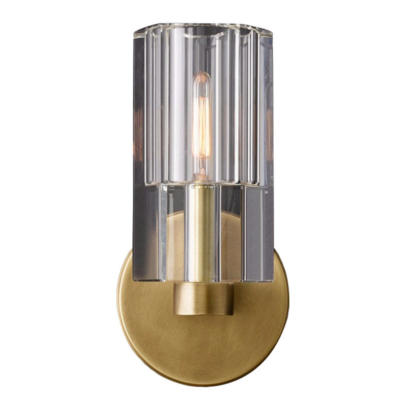 Single Light Geometric Wall Sconce Modern Style Crystal Wall Mount Light Fixture in Brass
