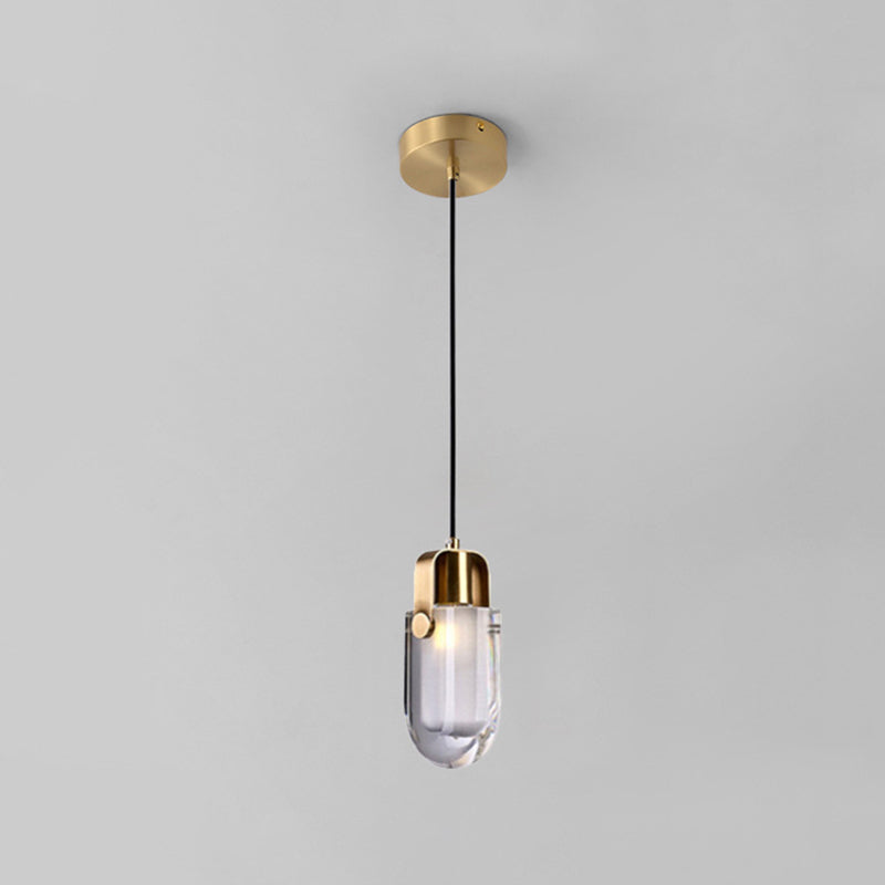 Luce a sospensione in bronzo di cristallo nella moderna lampada sospesa geometrica di rame di lusso per camera da letto