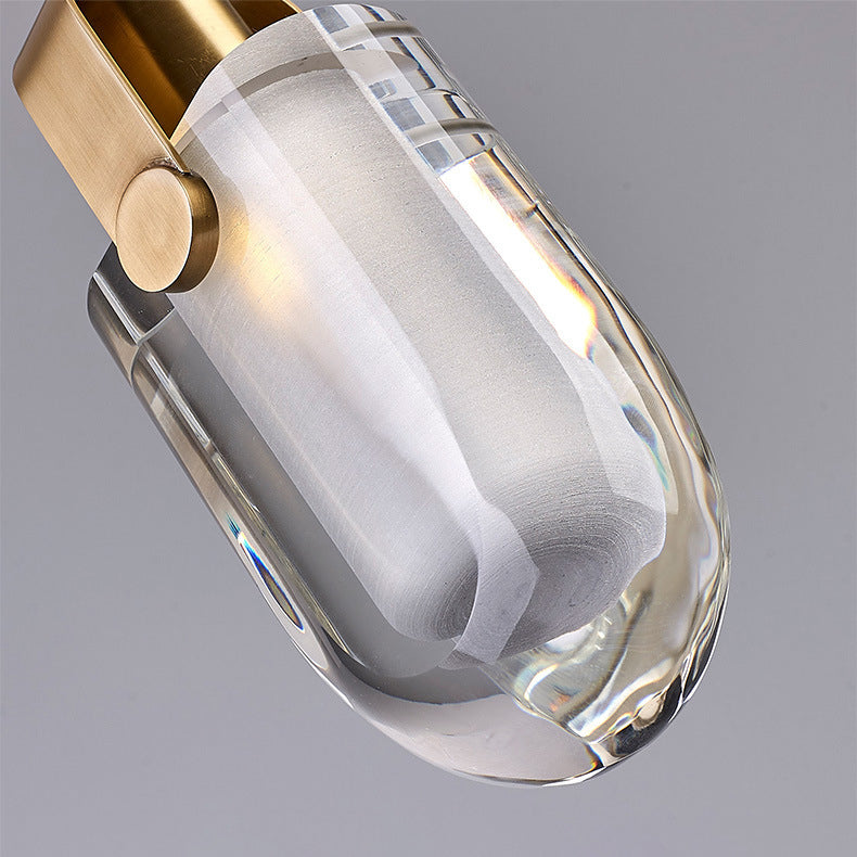 Luce a sospensione in bronzo di cristallo nella moderna lampada sospesa geometrica di rame di lusso per camera da letto