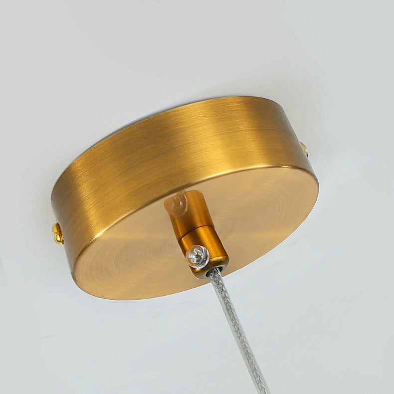 Modern Luxury LED Pendant Light Electroplate Metal Geometric Hanging Lamp with Crystal Shade