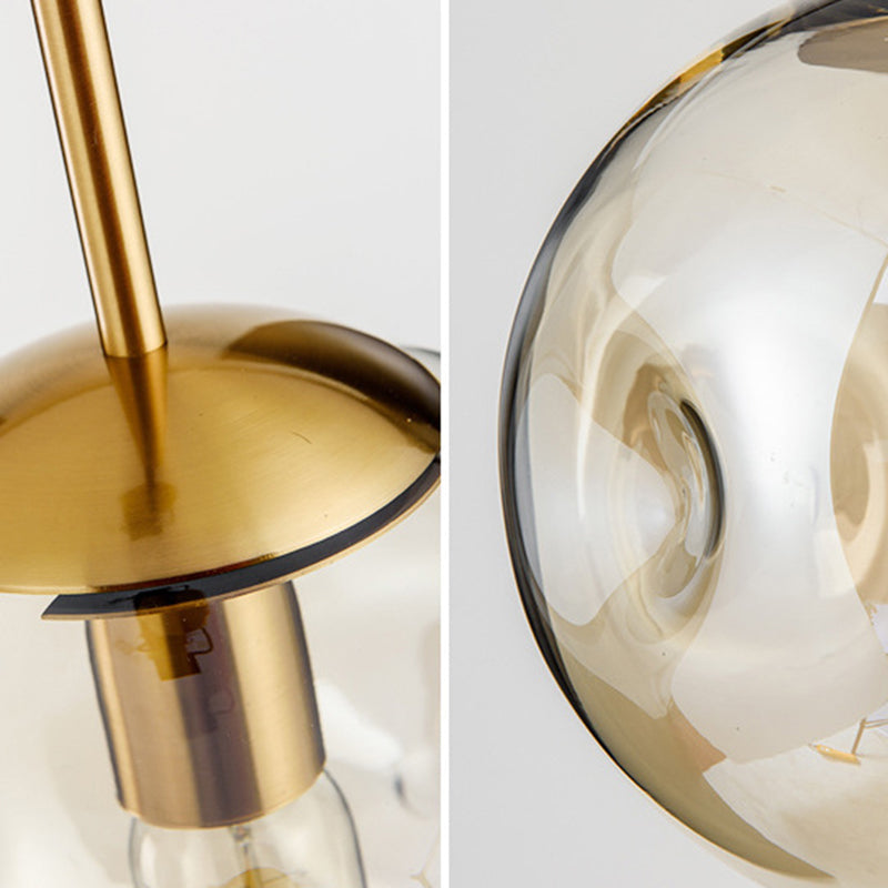 Globe Glass Hanging Lamp in Modern Artistic Style Electroplate Metal Pendant Light for Dining Room