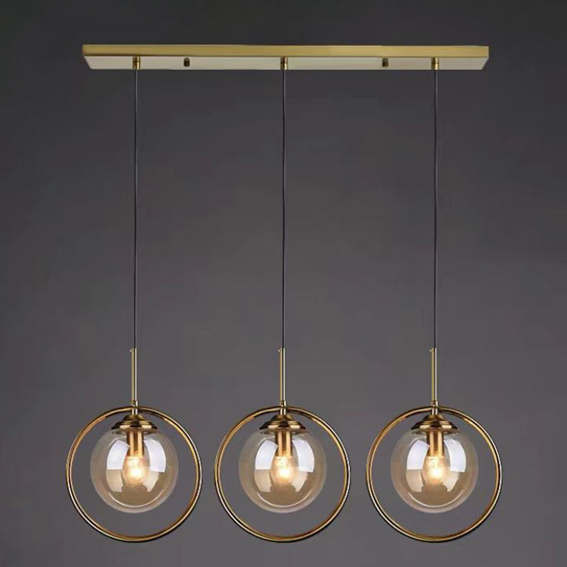 Glasbronze -Anhänger Licht im modernen Luxusstil Iron Globe Hanging Lampe für Innenräume