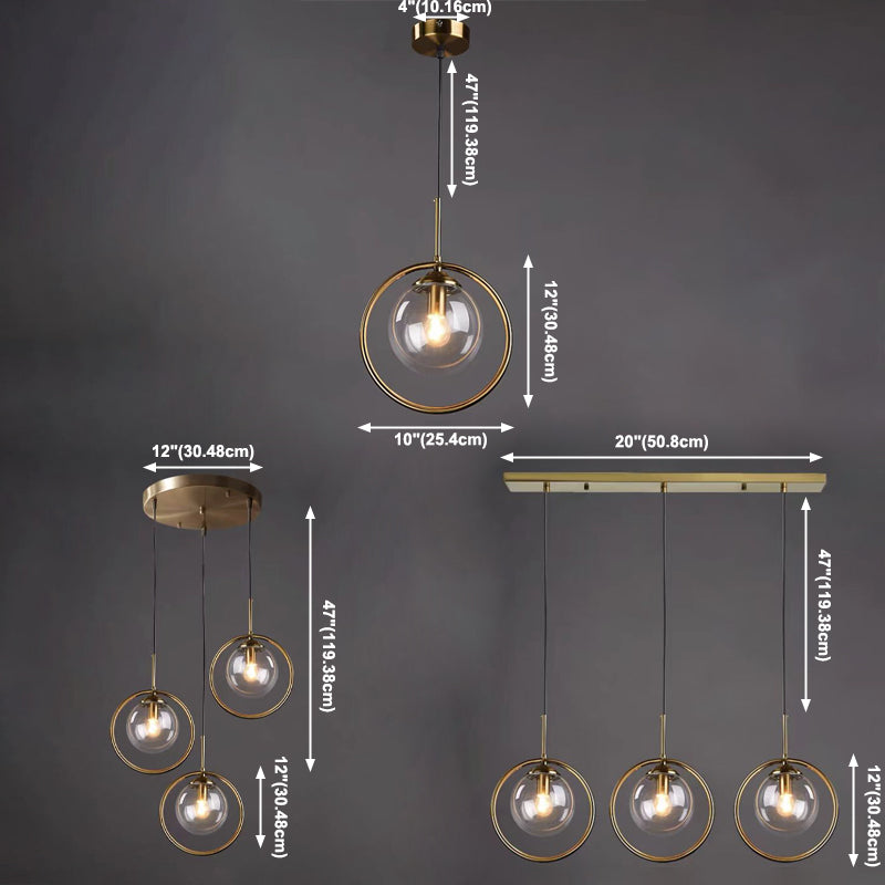 Glasbronze -Anhänger Licht im modernen Luxusstil Iron Globe Hanging Lampe für Innenräume