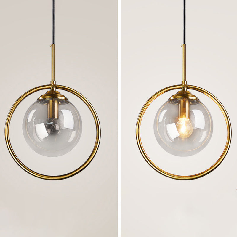 Glasbronze -Anhänger Licht im modernen Luxusstil Iron Globe Hanging Lampe für Innenräume