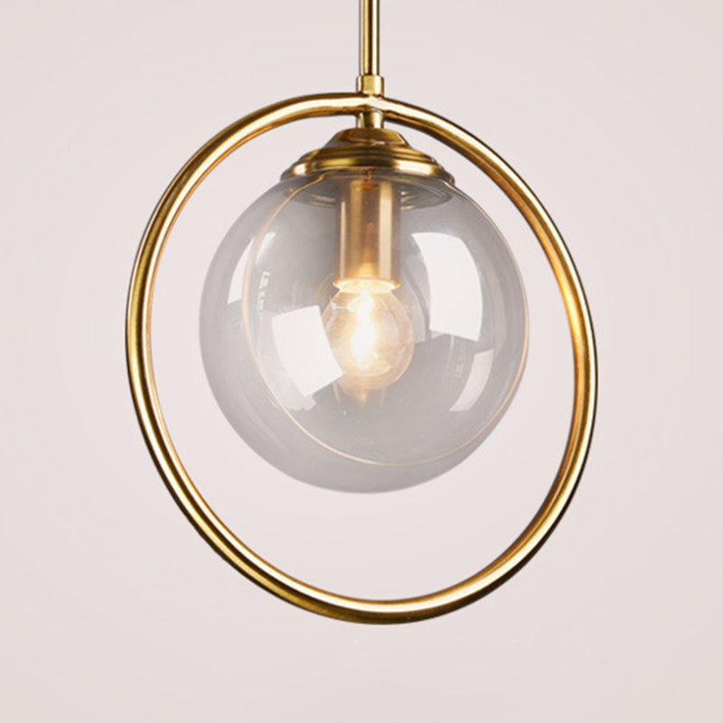Glasbronze -Anhänger Licht im modernen Luxusstil Iron Globe Hanging Lampe für Innenräume