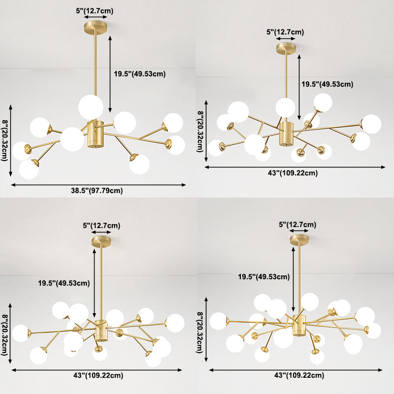 Gouden eenvoud Suspensie hanglamp metalen kroonluchter lamp voor woonkamer