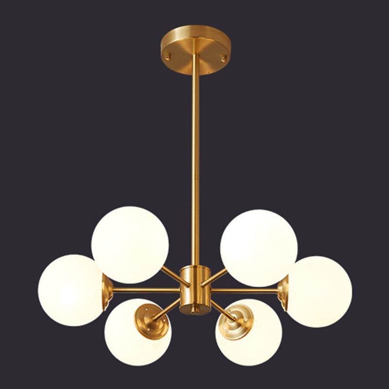 Goud moderne stijl kroonluchter licht wit glas bol tint hangende lamp voor woonkamer