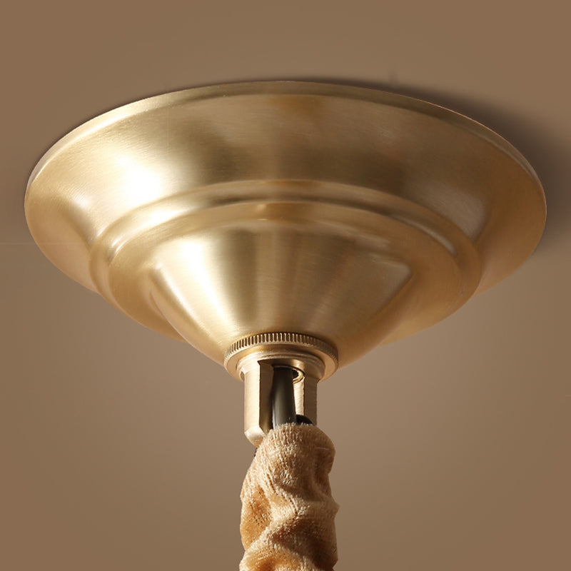 Traditional Style Chandelier Light Fabric Shade Brass Lighting Fixture for Living Room