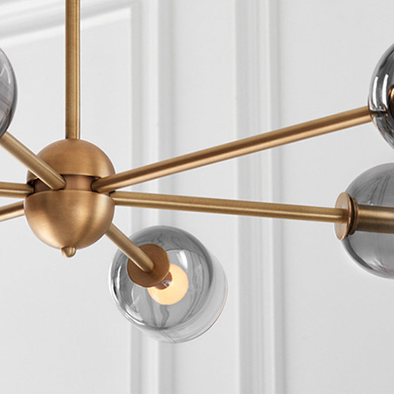 6 lichten metalen kroonluchter licht moderne stijl grijs glas verlichtingsarmaturen voor slaapkamer