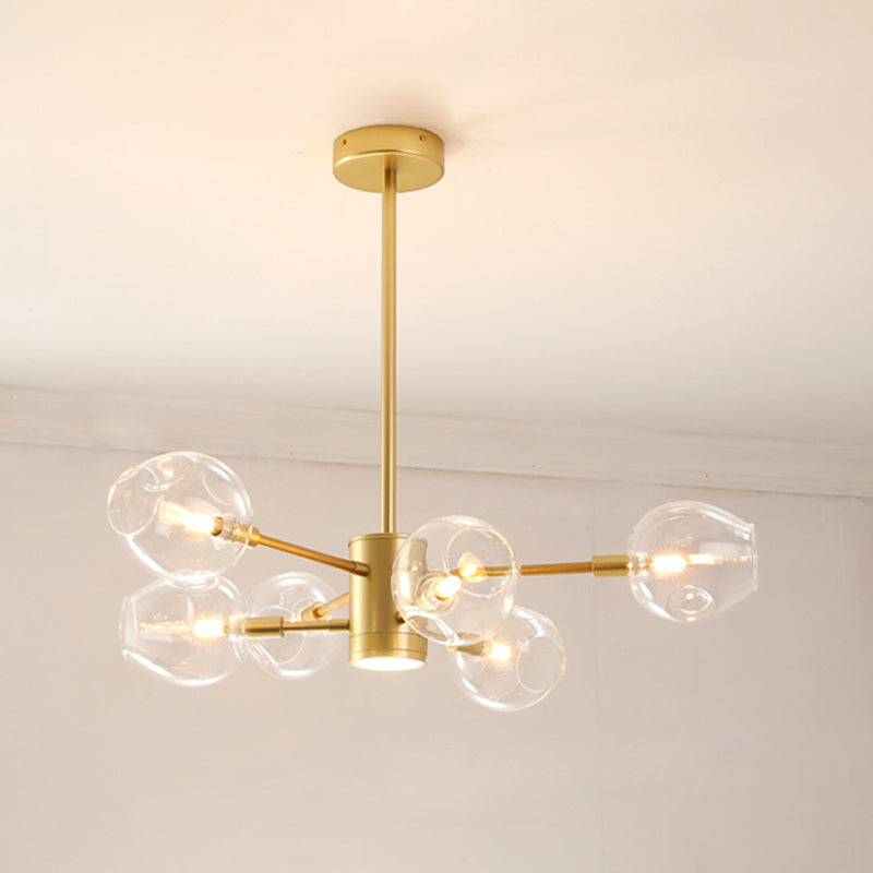 Goud moderne stijl kroonluchter licht sputnik ontwerpglas hanglampje voor slaapkamer