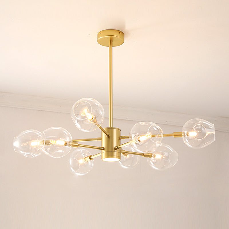 Goud moderne stijl kroonluchter licht sputnik ontwerpglas hanglampje voor slaapkamer