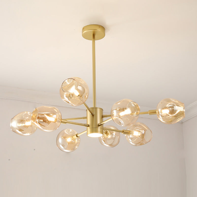 Goud moderne stijl kroonluchter licht sputnik ontwerpglas hanglampje voor slaapkamer