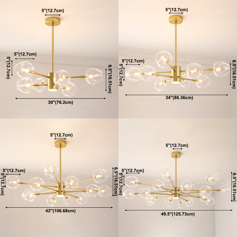 Goud moderne stijl kroonluchter licht sputnik ontwerpglas hanglampje voor slaapkamer