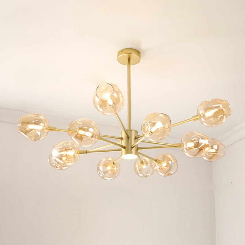 Goud moderne stijl kroonluchter licht sputnik ontwerpglas hanglampje voor slaapkamer