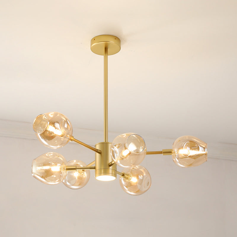 Goud moderne stijl kroonluchter licht sputnik ontwerpglas hanglampje voor slaapkamer