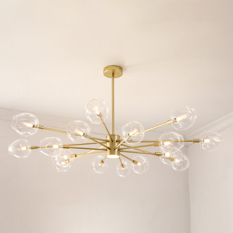 Goud moderne stijl kroonluchter licht sputnik ontwerpglas hanglampje voor slaapkamer