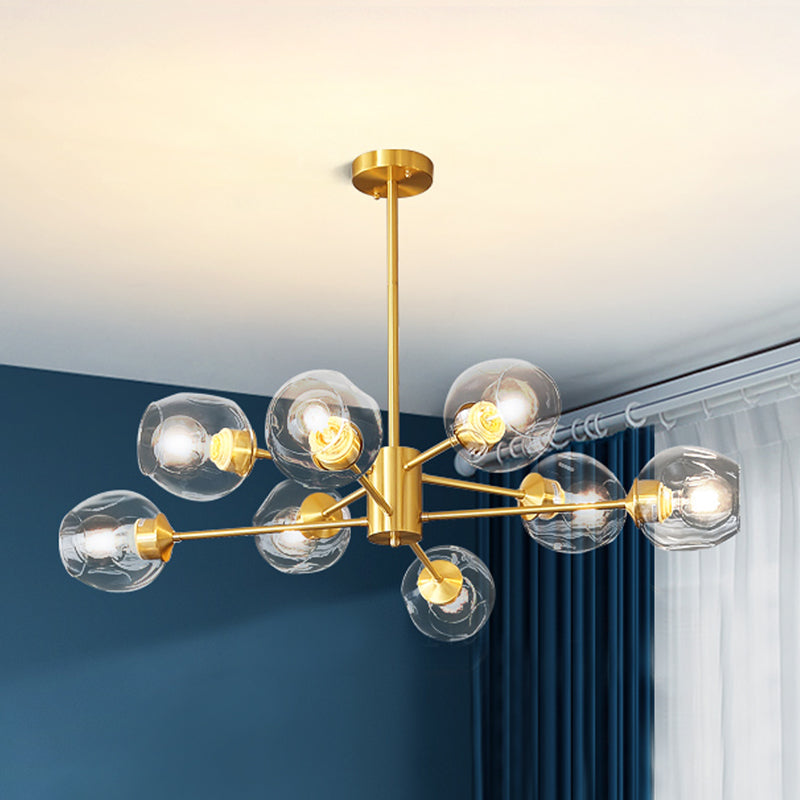 Gouden sputnik kroonluchter eenvoud helder glazen schaduwverlichting voor slaapkamer