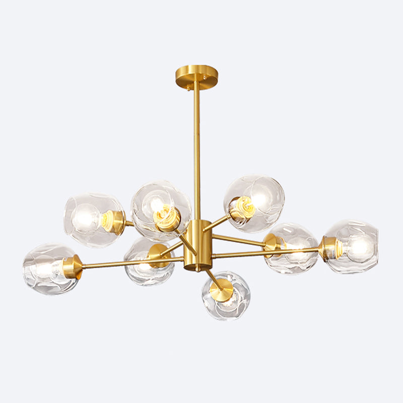 Gouden sputnik kroonluchter eenvoud helder glazen schaduwverlichting voor slaapkamer