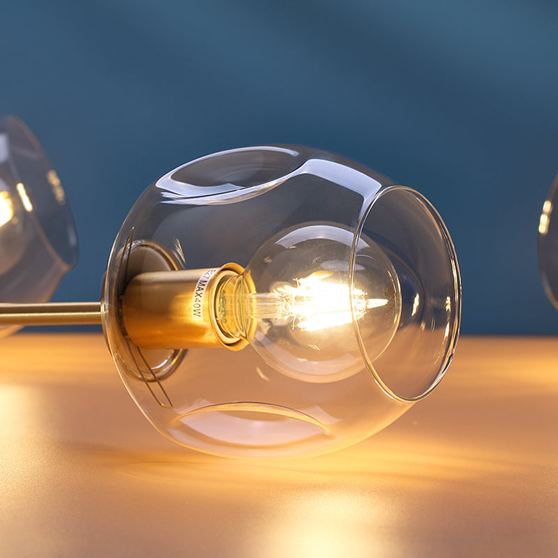 Gouden sputnik kroonluchter eenvoud helder glazen schaduwverlichting voor slaapkamer