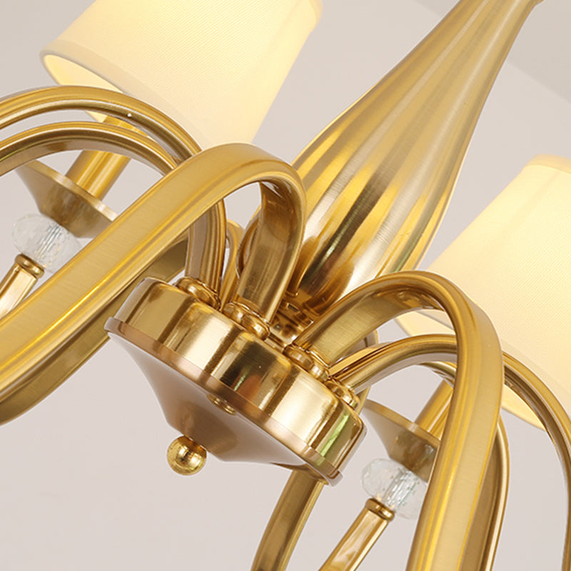 Barrel Chandelier Lighting Fixtures Traditional Suspension Light with Fabric Shade for Living Room