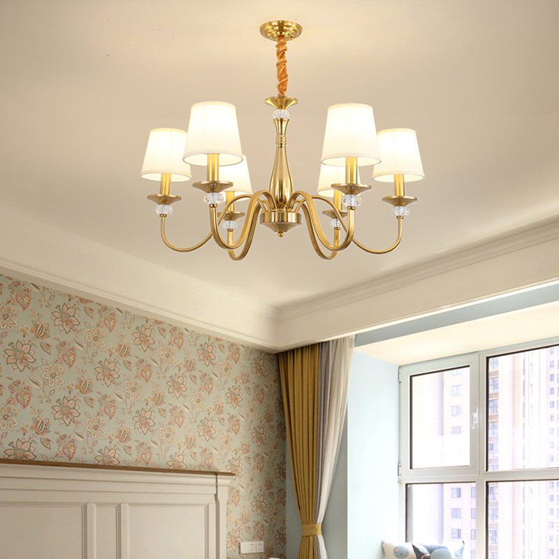Barrel Chandelier Lighting Fixtures Traditional Suspension Light with Fabric Shade for Living Room