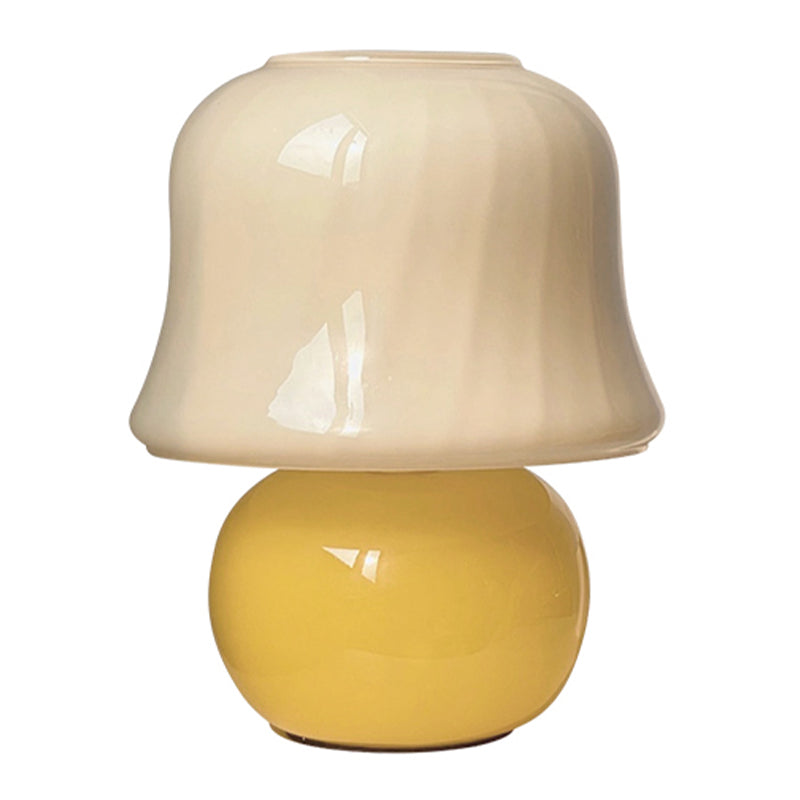 Lampada da tavolo semplice moderna 1 testa gialla in vetro da scrivania da funghi per soggiorno camera da letto