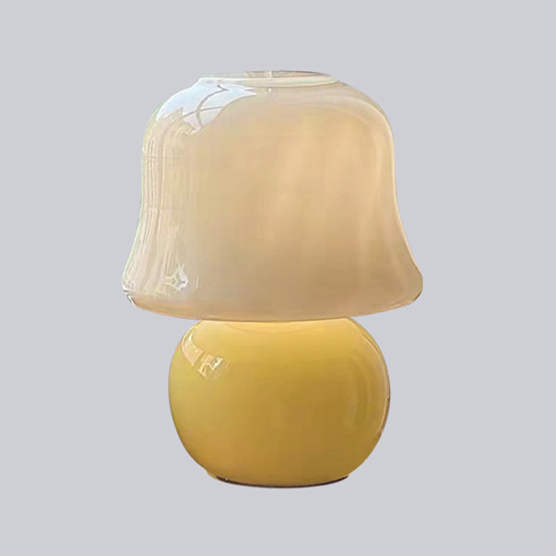 Lampada da tavolo semplice moderna 1 testa gialla in vetro da scrivania da funghi per soggiorno camera da letto