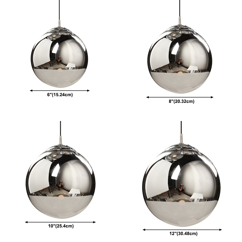 Moderner Glasglasanhänger Light Globe Platting Spiegelte hängende Licht in Silber für Nachtbalken