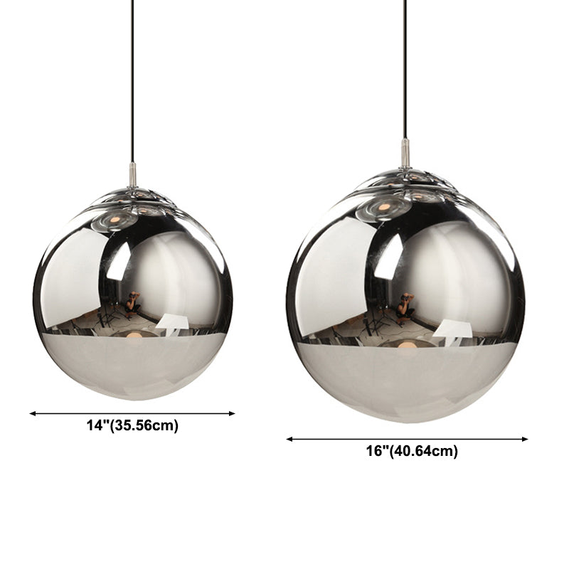 Moderner Glasglasanhänger Light Globe Platting Spiegelte hängende Licht in Silber für Nachtbalken