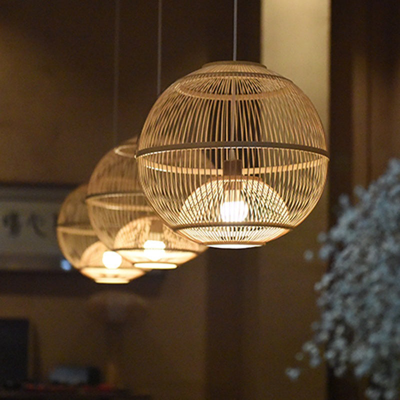 Lámpara moderna de la lámpara colgante de bambú 1 luz de bambú de luz Luz para sala de estar