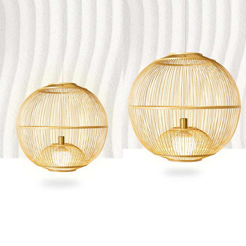 Moderne einfache Bambushänge -Lampballform 1 Leichtes Bambus -Anhänger Licht für Wohnzimmer