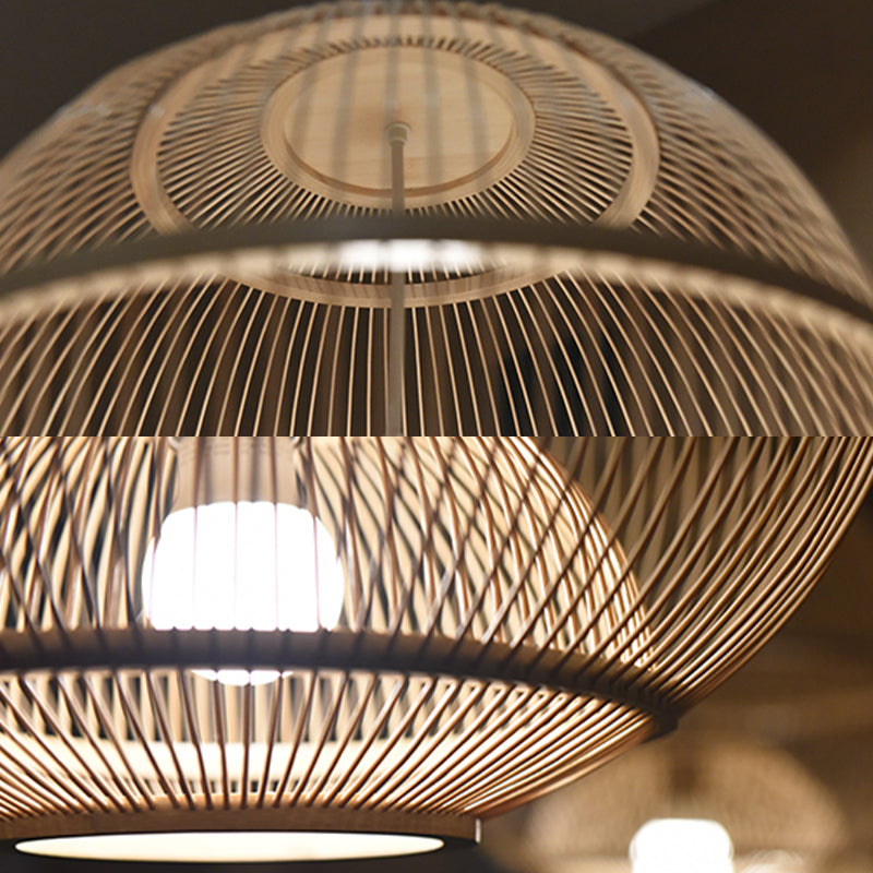 Lámpara moderna de la lámpara colgante de bambú 1 luz de bambú de luz Luz para sala de estar